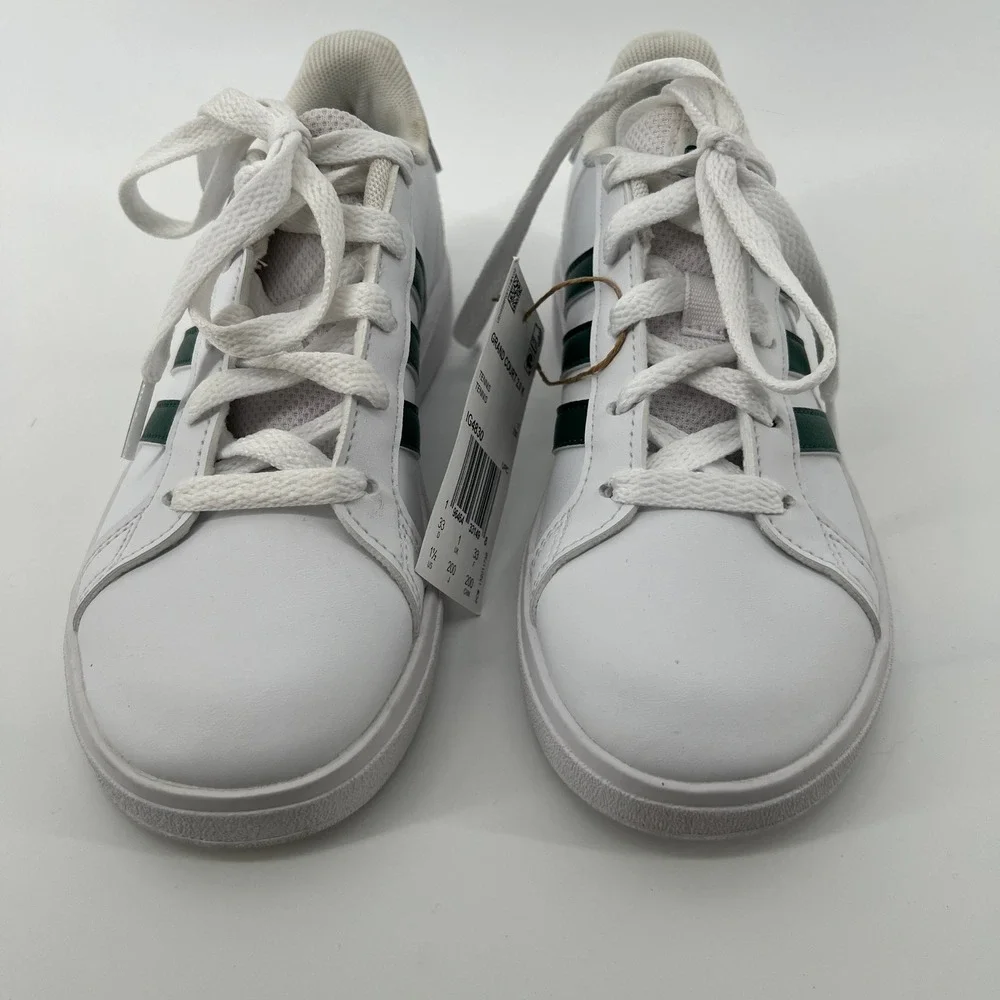 Adidas 1.5 Little Kid Grand Court 2.0 Lace Up Sneakers White Green Casual‎ NWT
